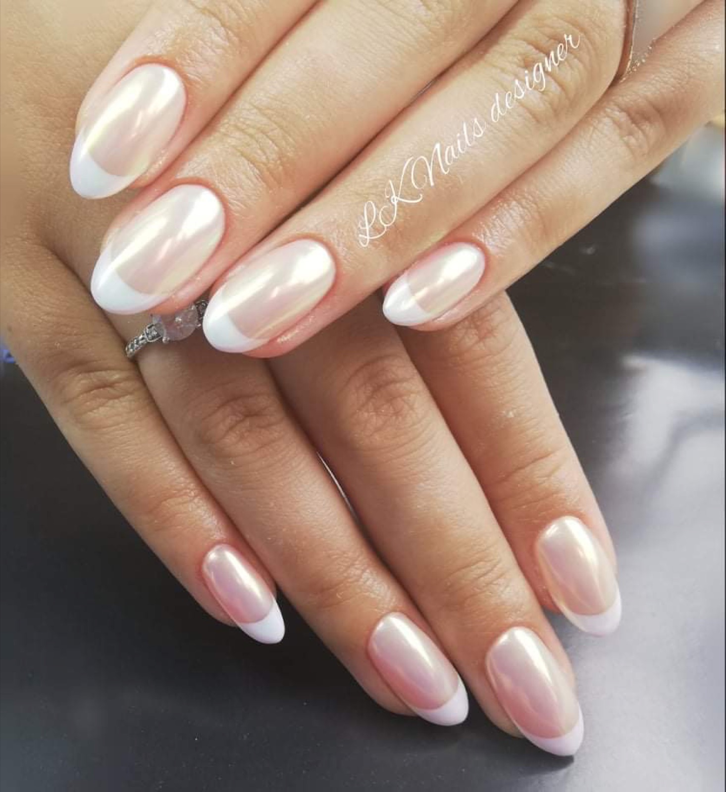 pearl French nails, watermarked